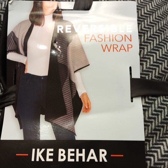 Ike Behar Reversible Women's Fashion Wrap  Gray/Black - Picture 7 of 7